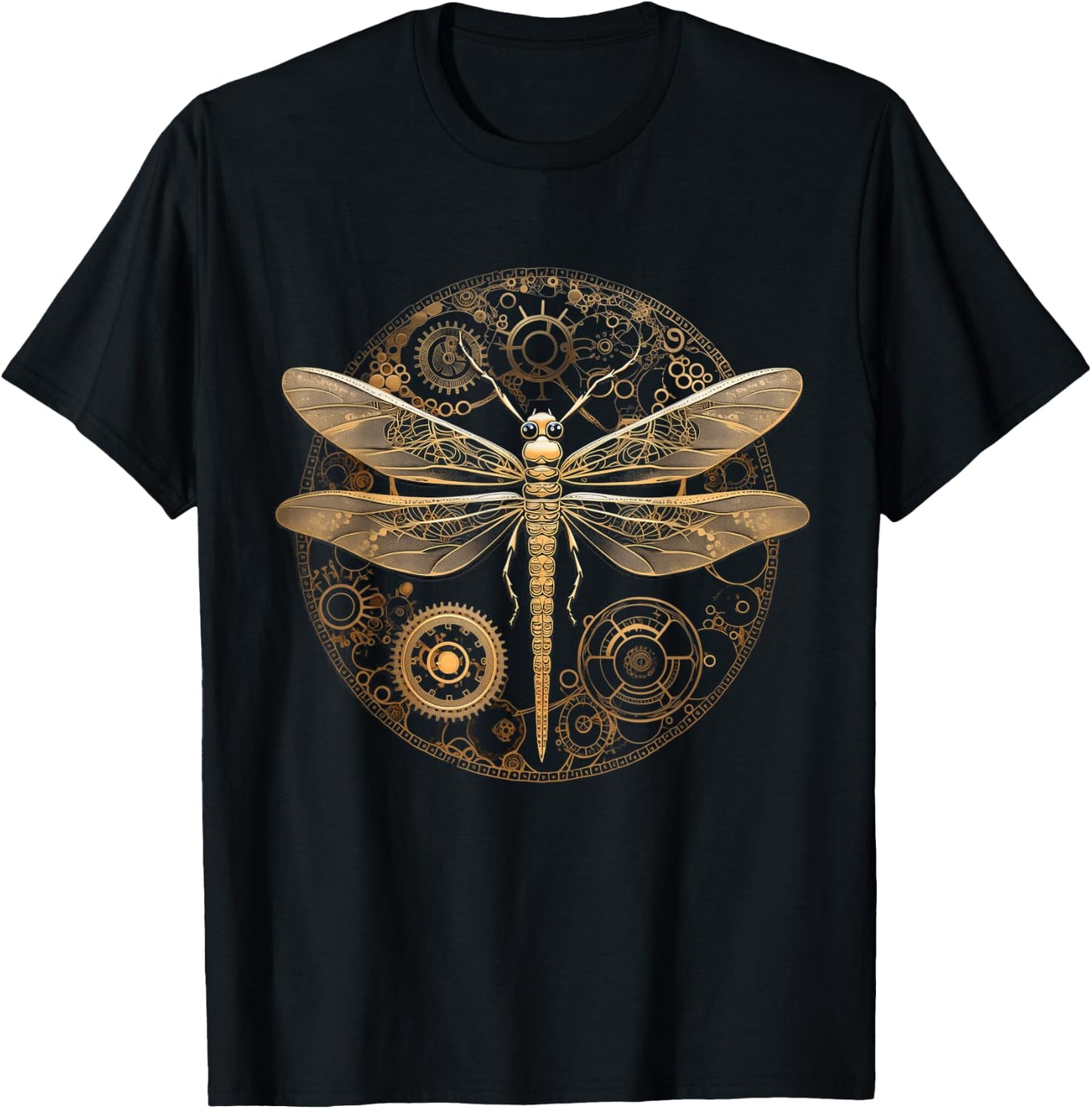 Dragonfly Steampunk Insect Art Goth Gothic Engineer T-Shirt - T-Shirt | Black