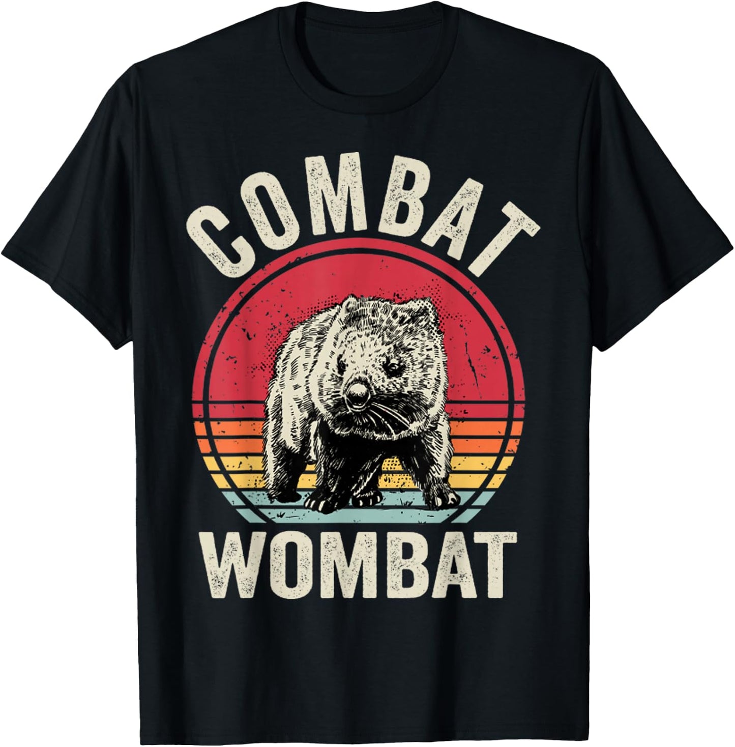 Wombat Retro Combat Wombat Funny T-Shirt - T-Shirt | Black