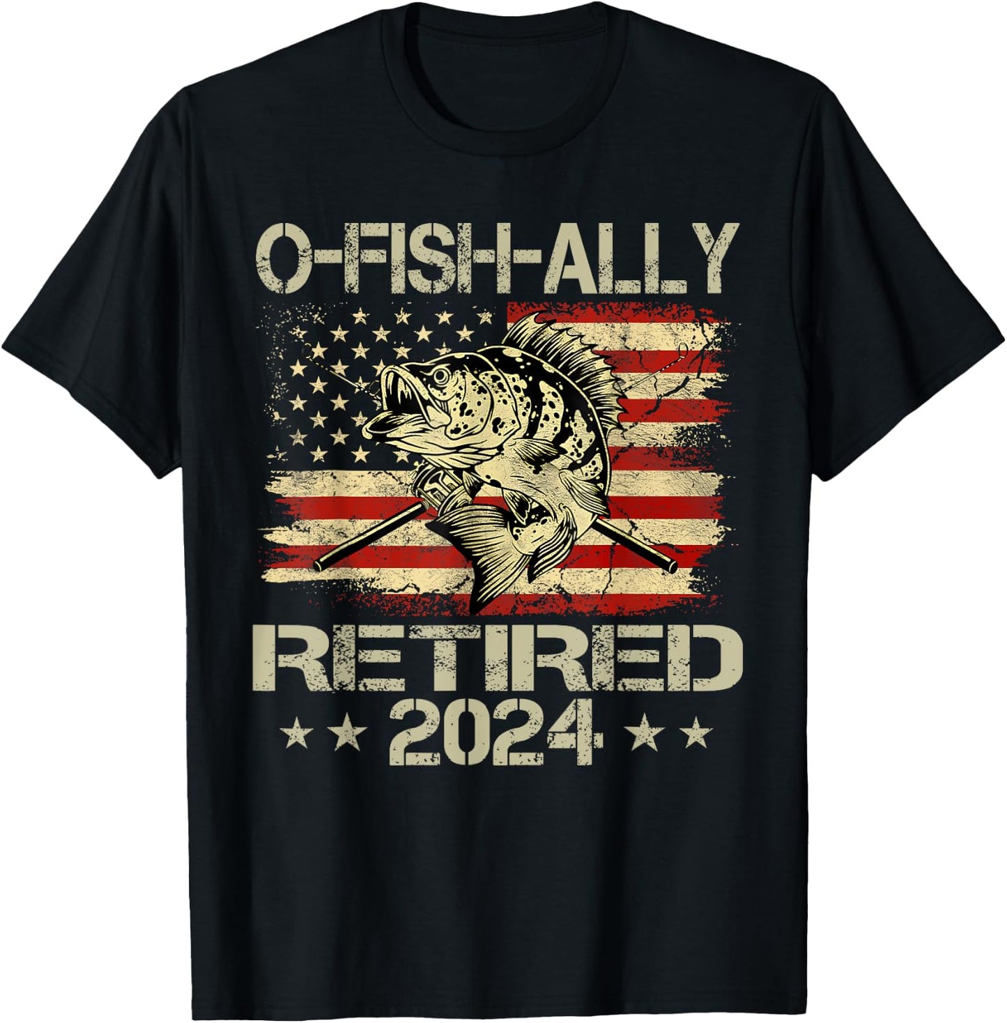 Retirement Shirt 2024 Fisherman O-Fish-Ally Retired 2024 T-Shirt - T-Shirt | Black