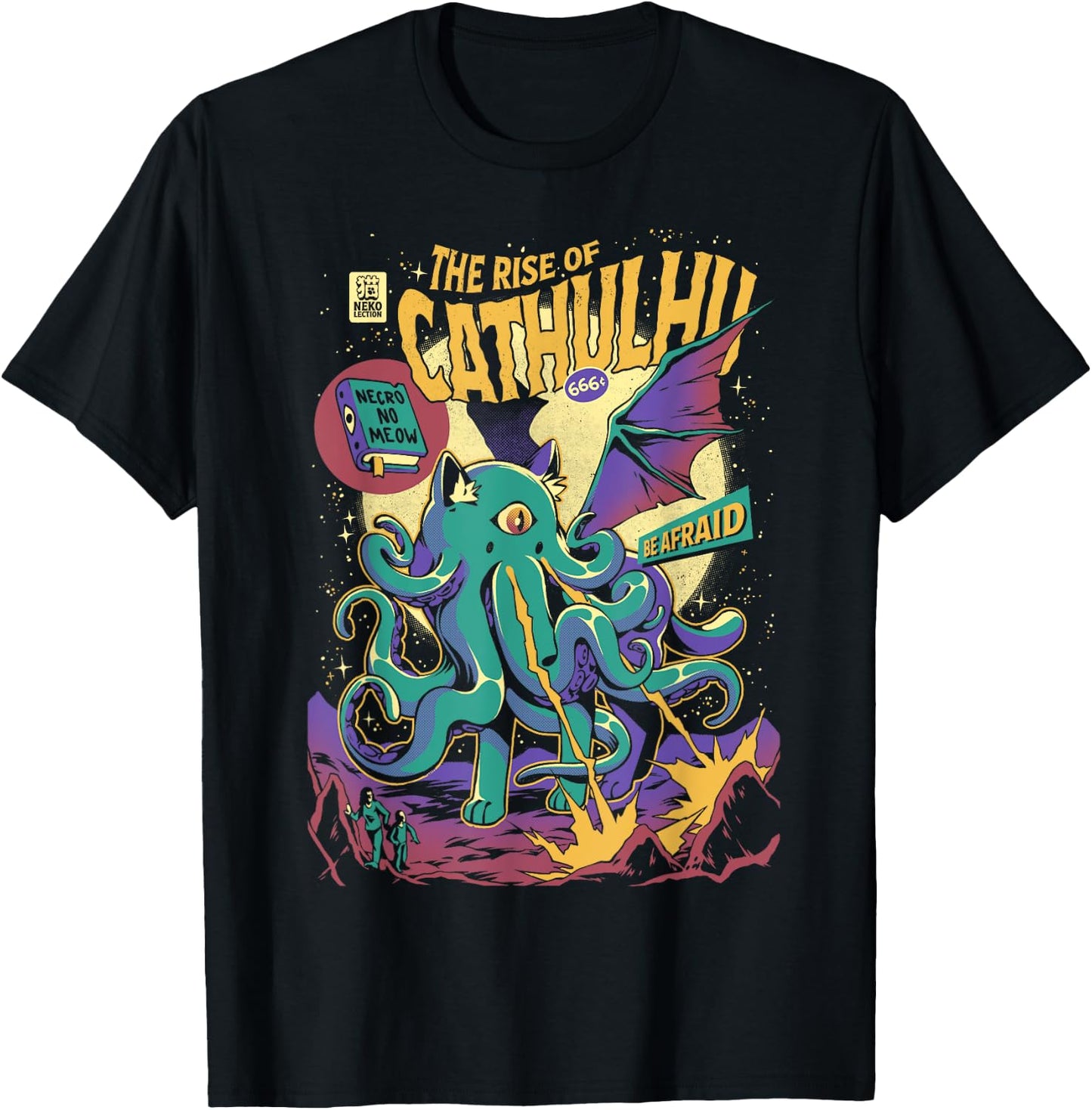 Rise Of Cathulhu Creepy Kitten Cthulhu Halloween Cat T-Shirt - T-Shirt | Black