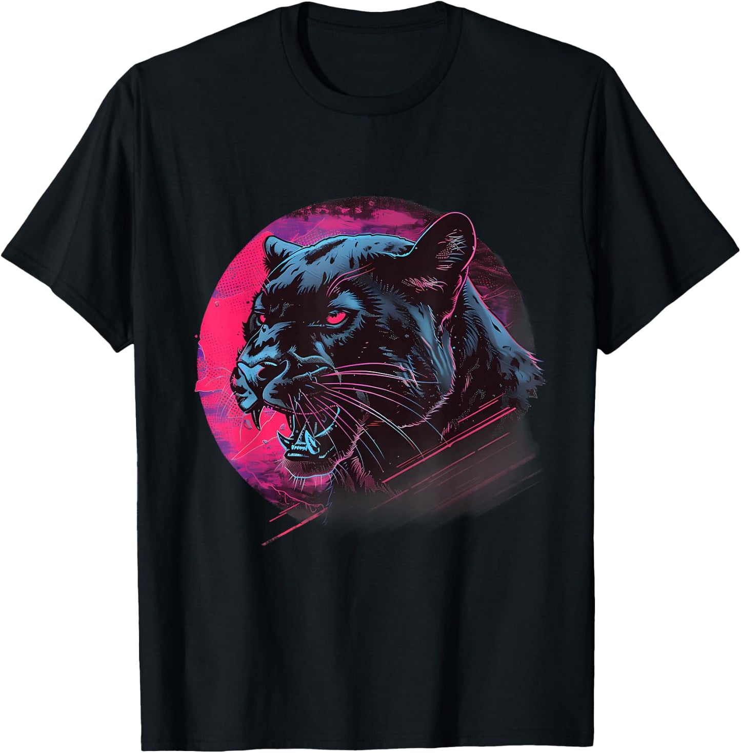 Panther Wildlife Portrait Colourful Nature Panther Lover T-Shirt - T-Shirt | Black