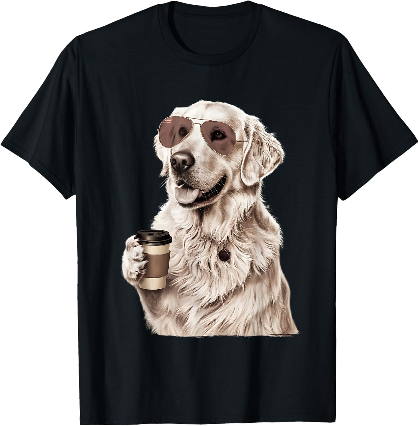 English Cream Golden Retriever Coffee Dog Mom Dad T-Shirt - T-Shirt | Black