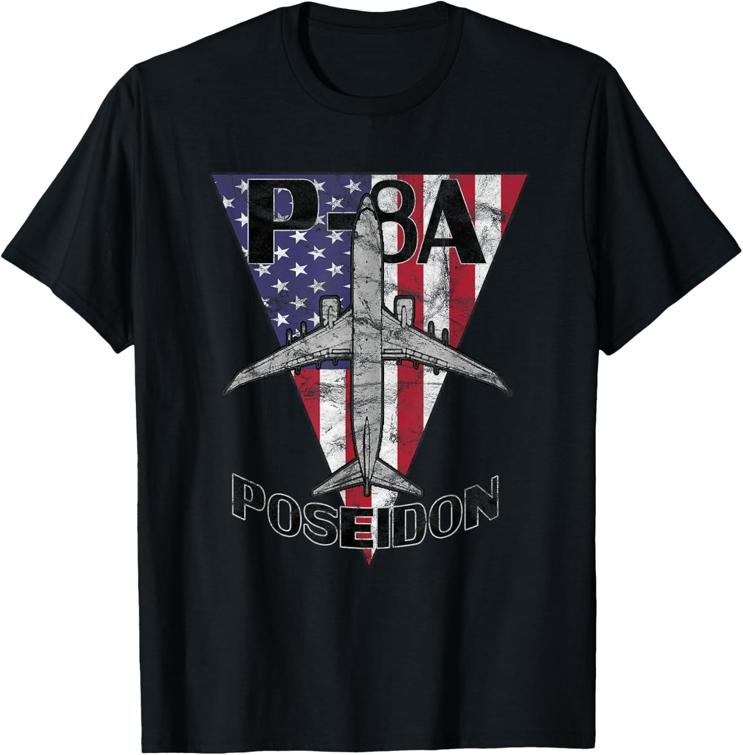 P-8 Poseidon Military Airplane Patriotic Vintage T-Shirt - T-Shirt | Black