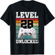 28 Year Old Gaming Level 28 Unlocked Gamers 28th Birthday T-Shirt - T-Shirt | Black