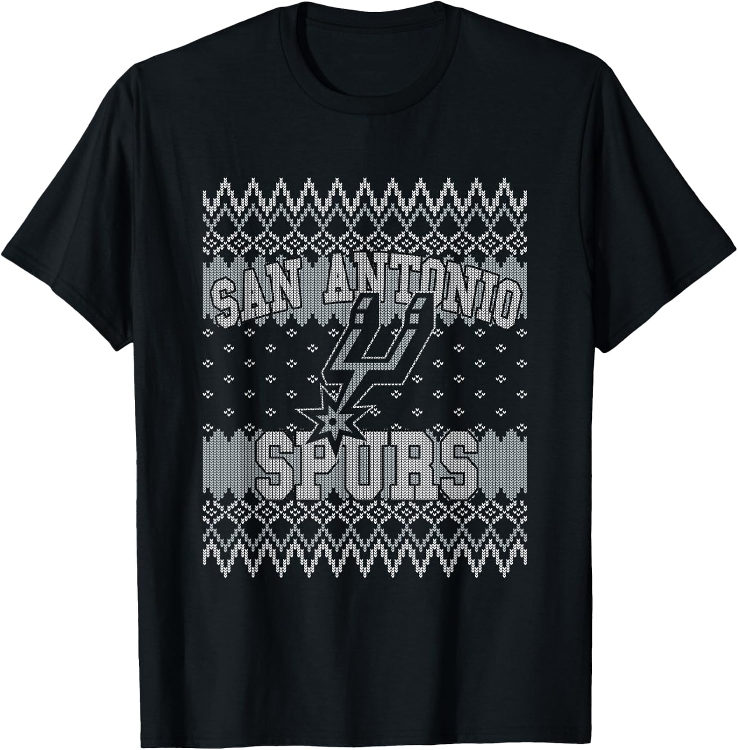 NBA San Antonio Spurs Ugly Christmas Sweater Style T-Shirt - T-Shirt | Black
