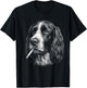 English Springer Spaniel Smoking Cigarette Dog Funny Meme T-Shirt - T-Shirt | Black