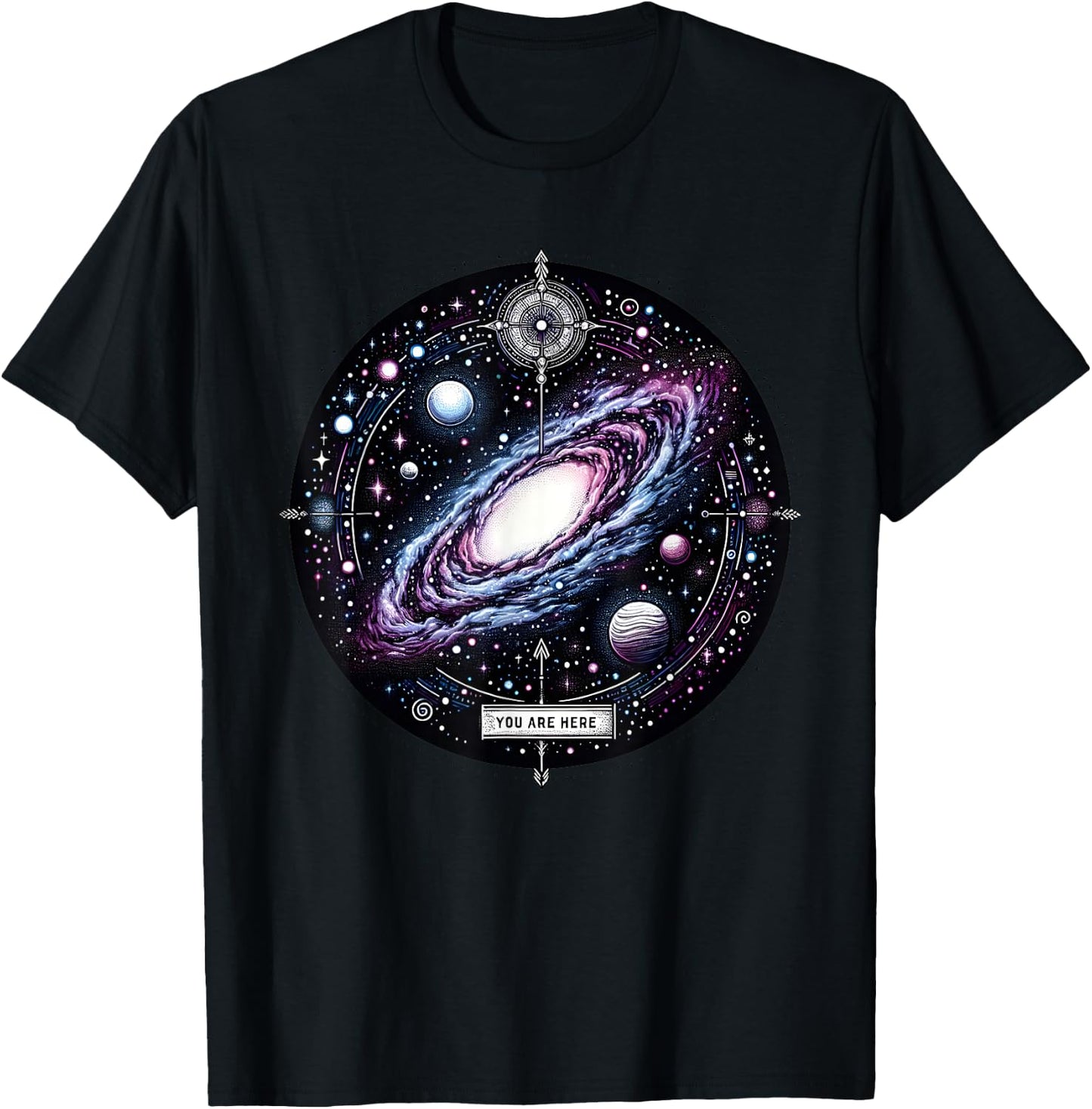 You Are Here Milky Way Funny Galaxy Astronomy Men Women Kids T-Shirt - T-Shirt | Black
