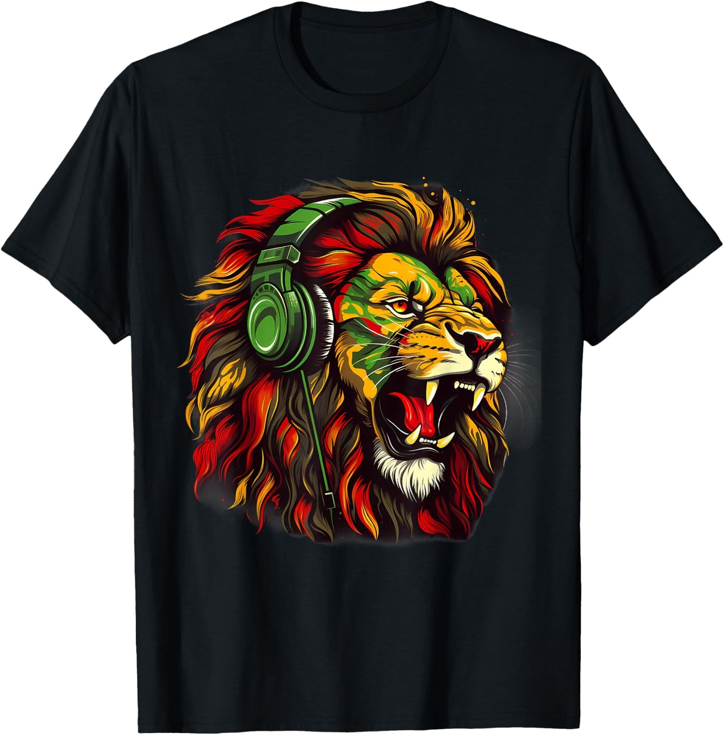 Reggae Music Rasta Pride Jamaican Roots Rasta Reggae Lion T-Shirt - T-Shirt | Black