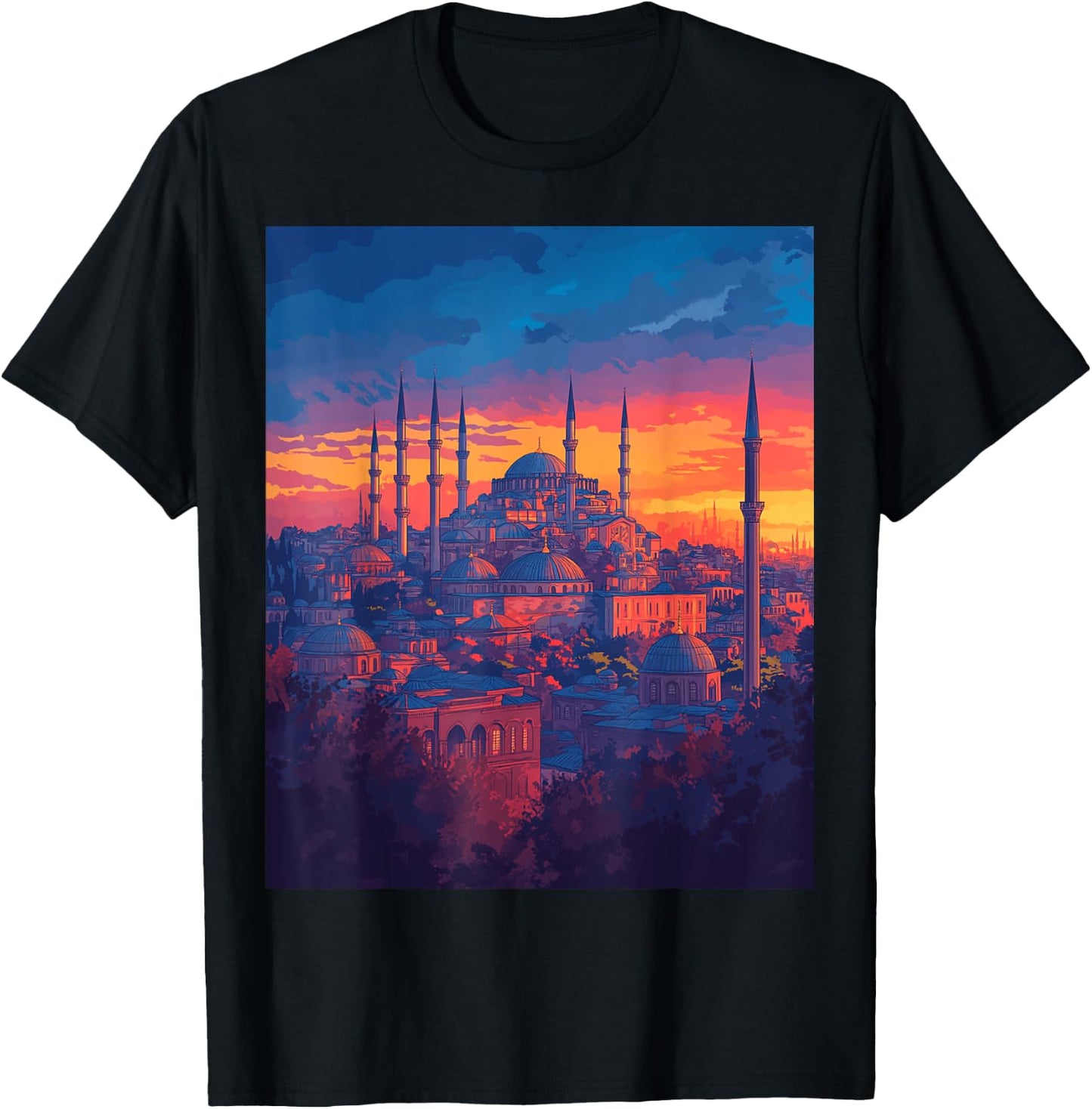 Istanbul Skyline With Historical Architecture T-Shirt - T-Shirt | Black