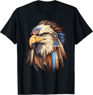 Native American Tribal Dream-Catcher Eagle Tribal Animal Art T-Shirt - T-Shirt | Black