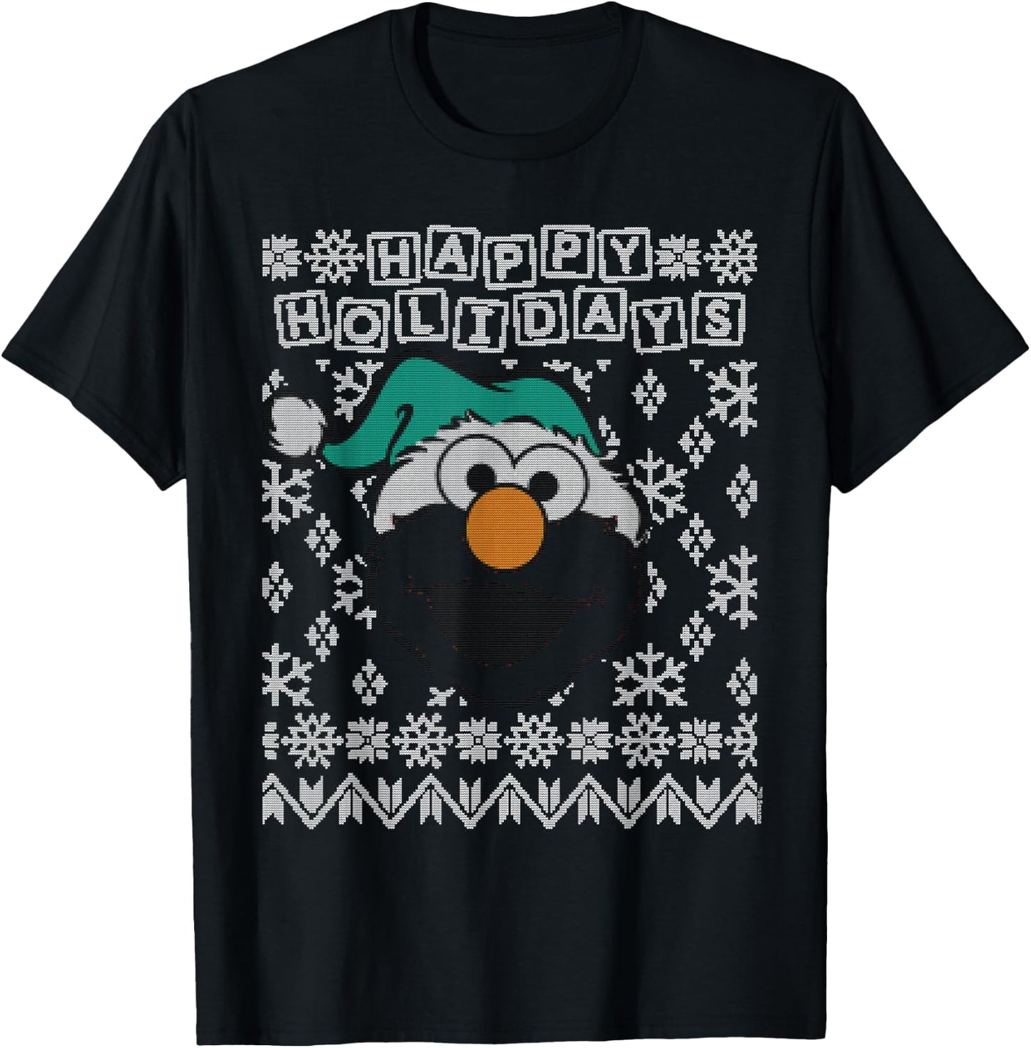Sesame Street Elmo Ugly Christmas T-Shirt - T-Shirt | Black