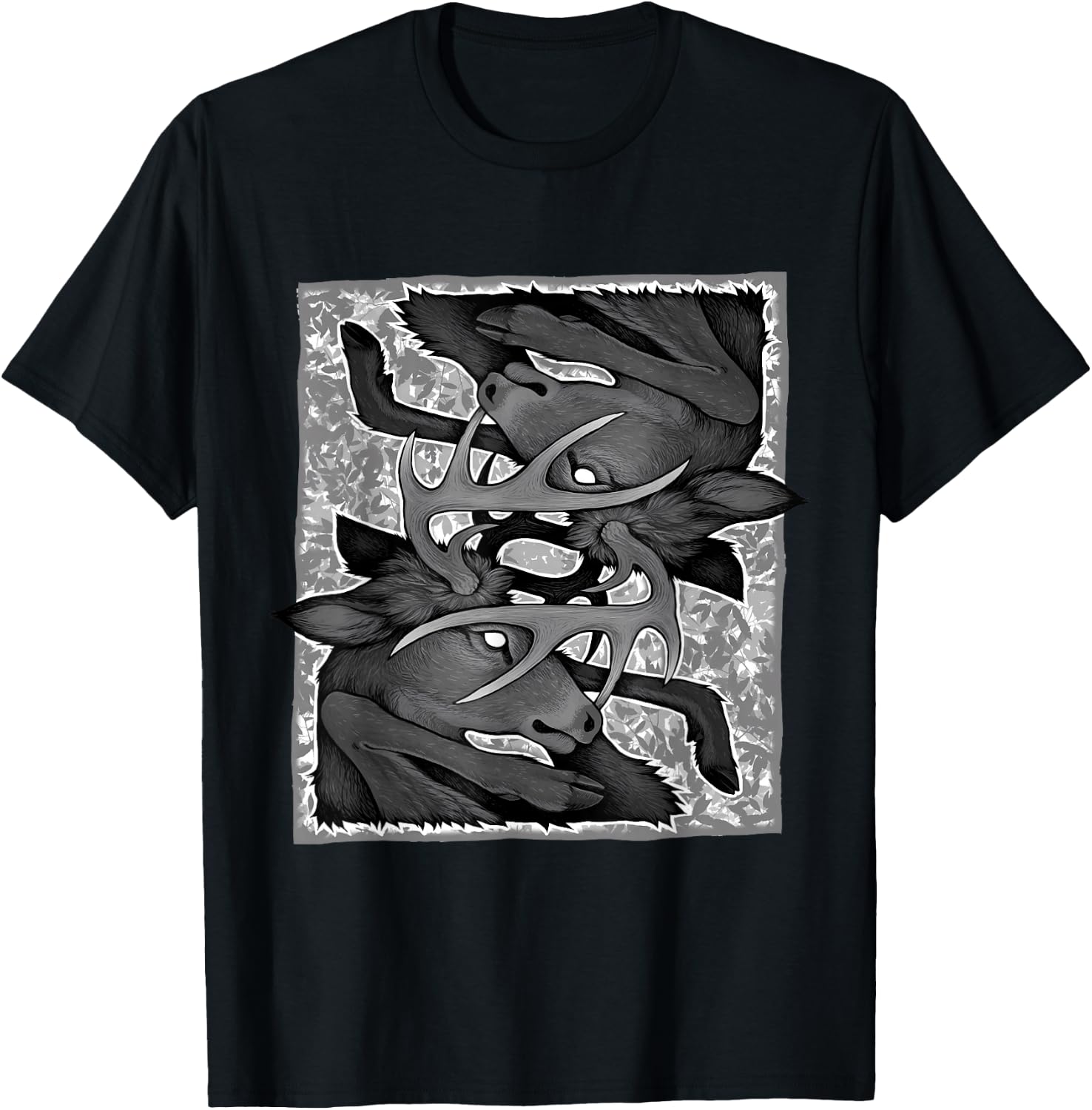 Whitetail Deer Buck Antler Lock T-Shirt - T-Shirt | Black