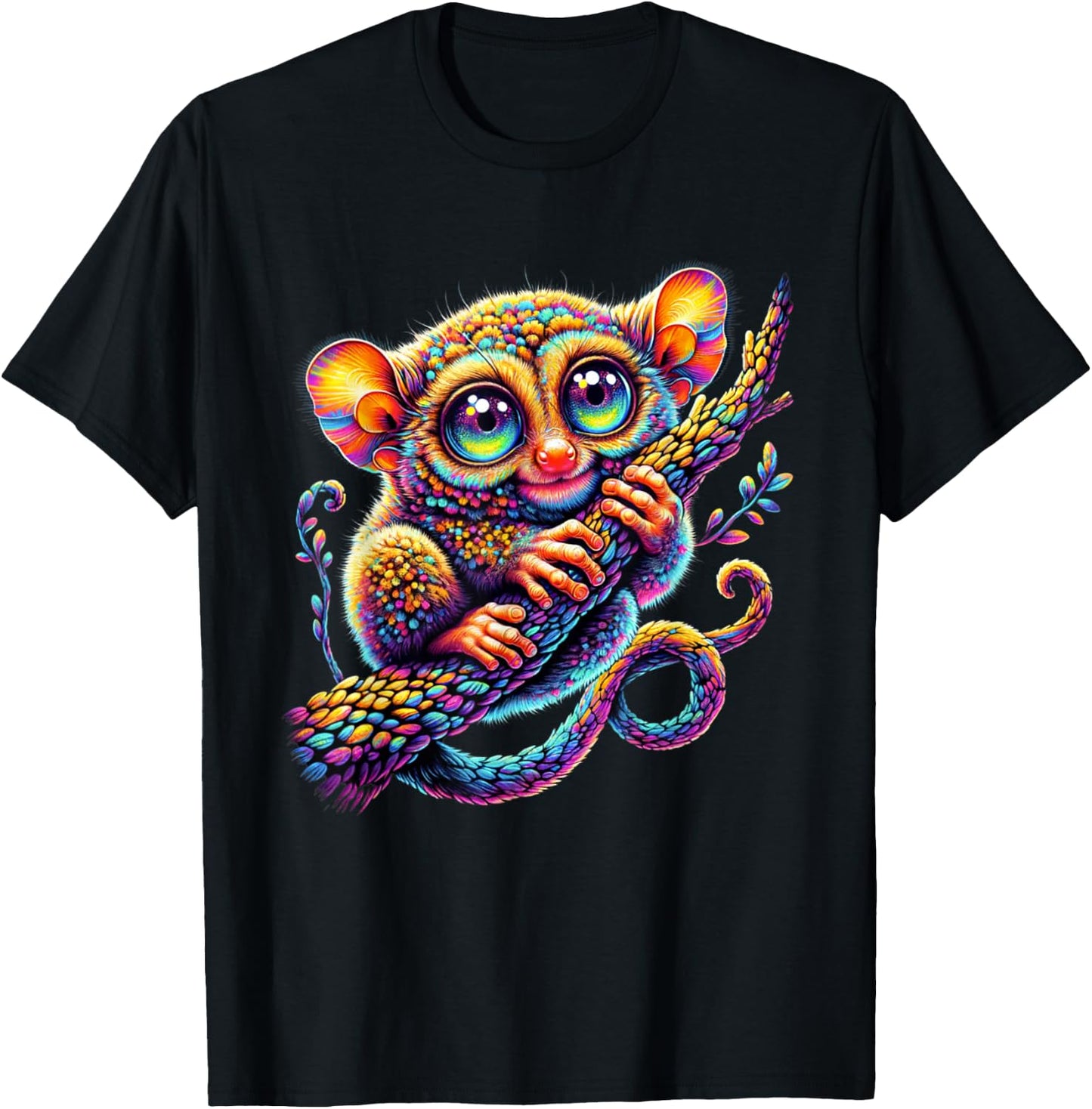 Cute Colorful Tarsier Art Phillippines Bohol Monkey Tarsier T-Shirt - T-Shirt | Black