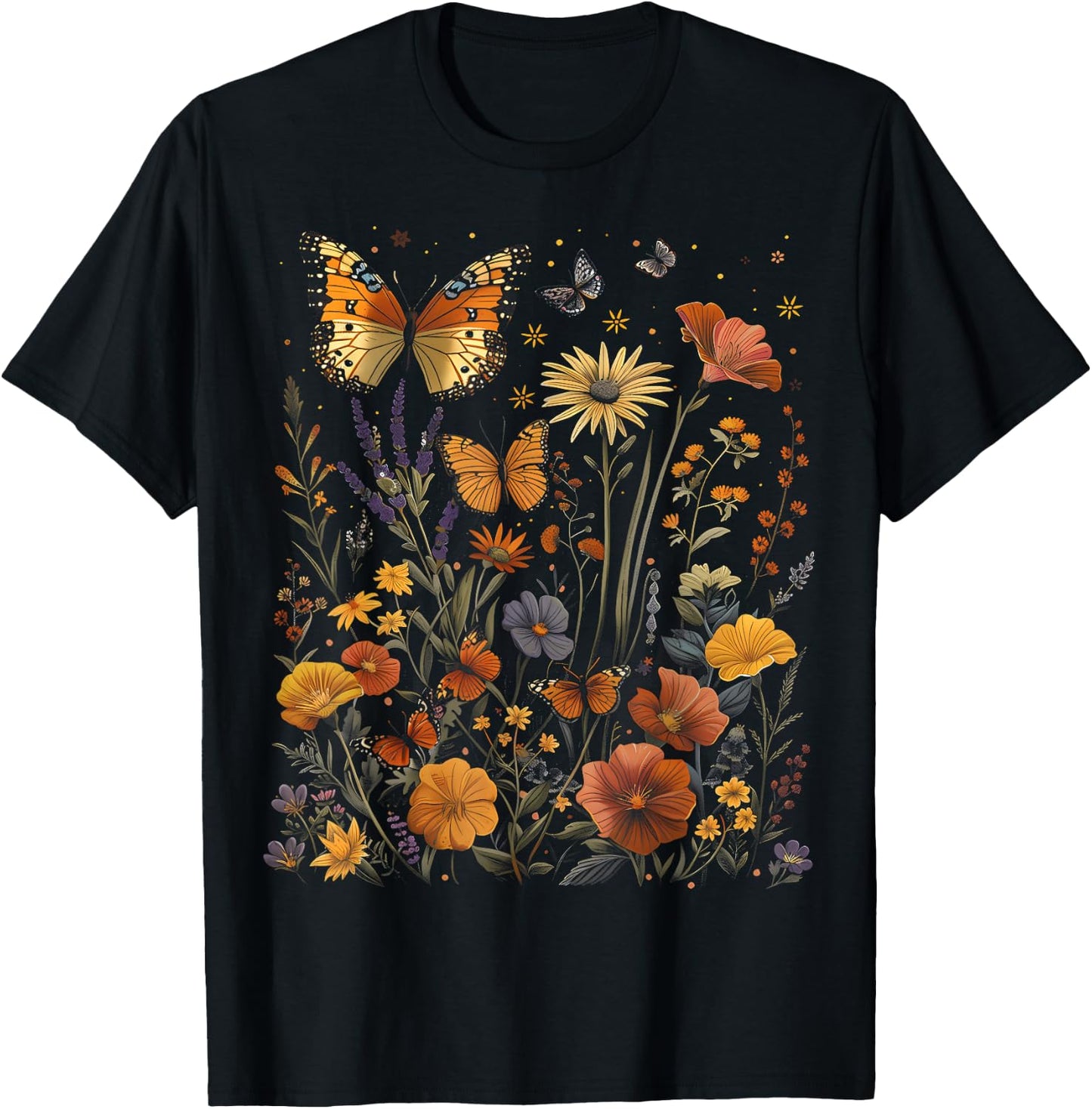 Pollinator Garden Design Wildlife Flowers Native Plants T-Shirt - T-Shirt | Black