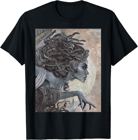 Medusa Greek Mythology Occult Scary Dark Grunge Art T-Shirt - T-Shirt | Black