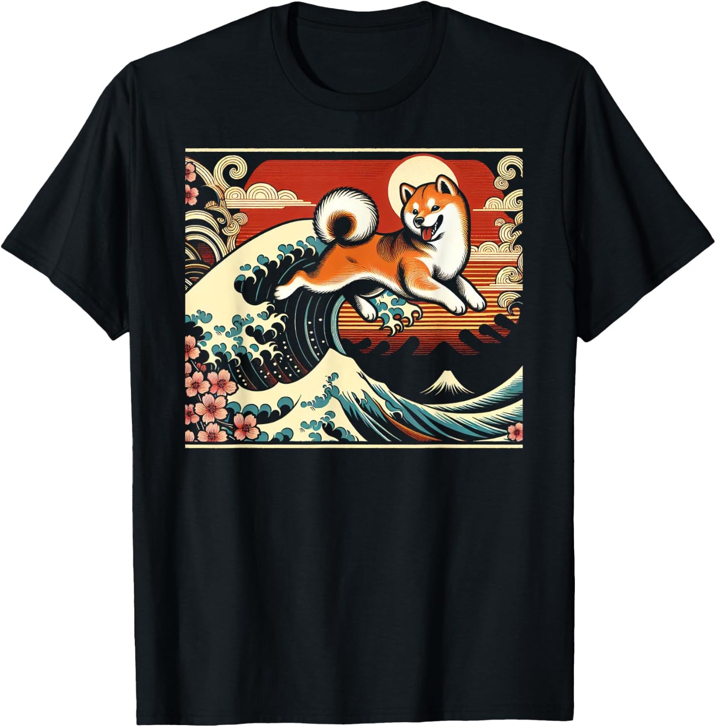 Shiba Inu Japanese Art Graphic Design T-Shirt - T-Shirt | Black