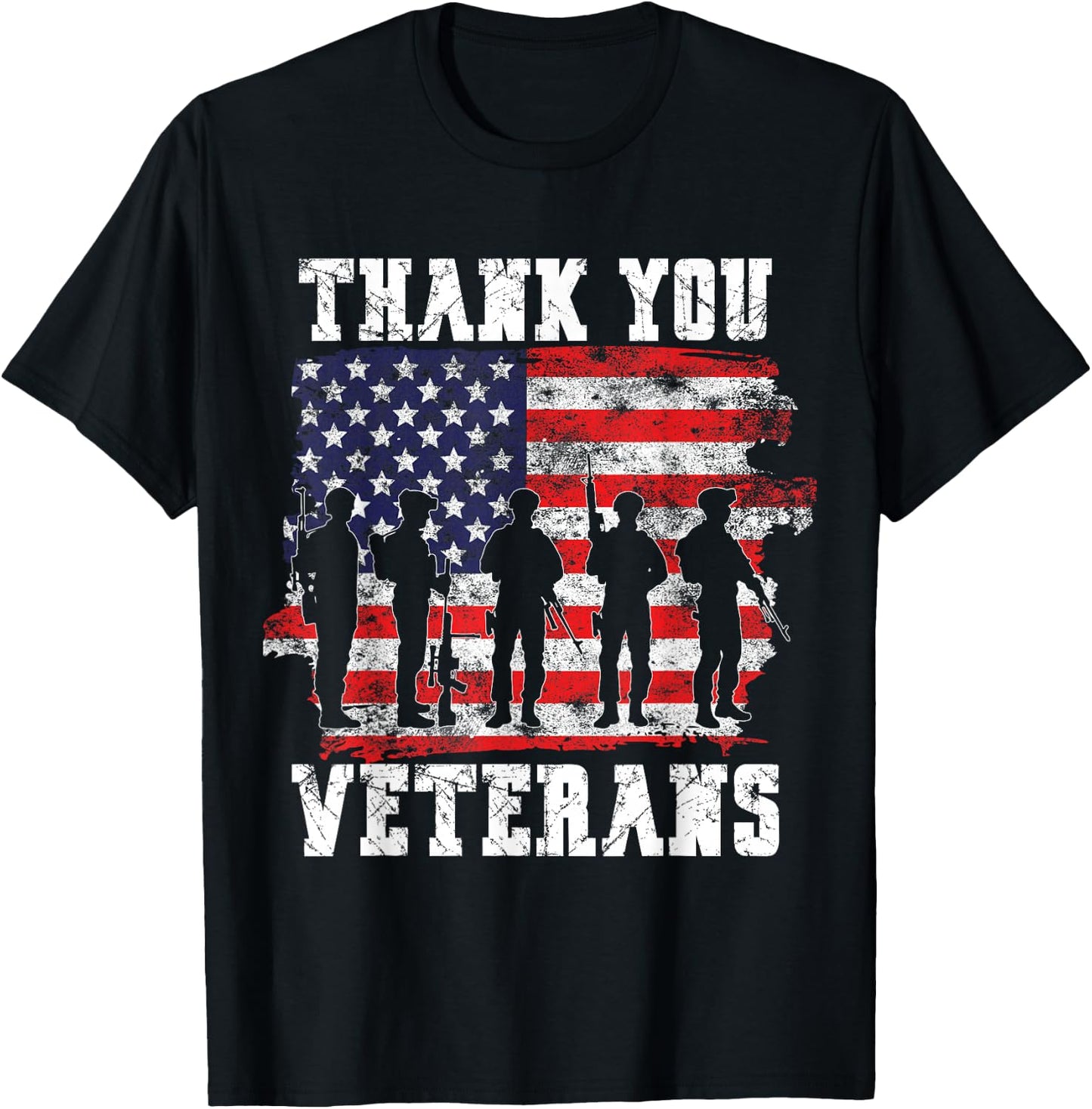 Thank You Veterans for Veterans Day T-Shirt - T-Shirt | Black