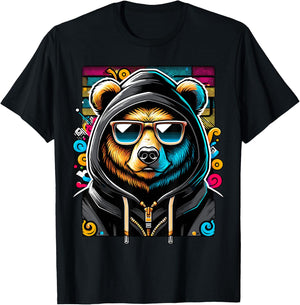 Hip Hop Teddy Bear with Sunglasses Rap Music T-Shirt - T-Shirt | Black