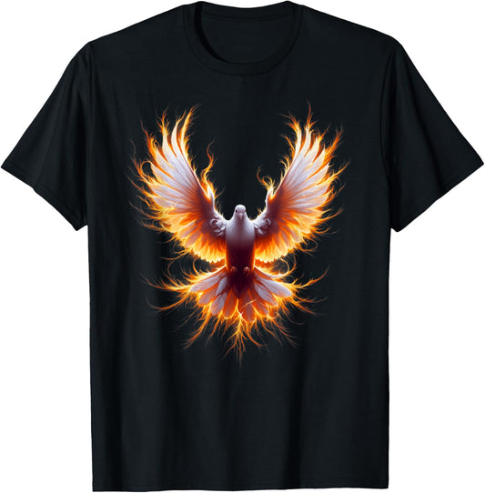 Flaming dove Holy Spirit Pentecost Christian faith T-Shirt - T-Shirt | Black