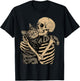 Skeleton Hugging Cat Halloween Cat Lover Cat Mom Dad T-Shirt - T-Shirt | Black