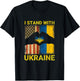 Support Ukraine I Stand with Ukraine Ukrainian Flag US Flag T-Shirt - T-Shirt | Black