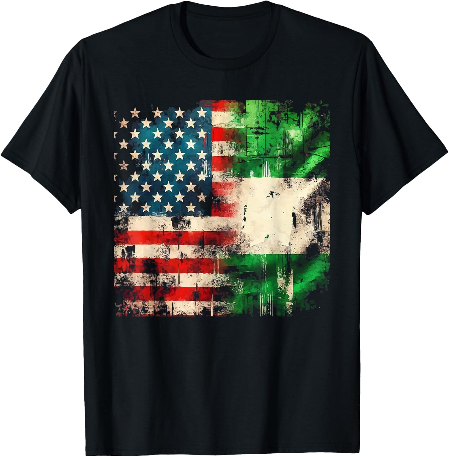 Half Nigerian Half American USA Flag Nigeria America T-Shirt - T-Shirt | Black