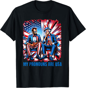 Funny Lincoln Washington 4th Of July Patriotic American USA T-Shirt - T-Shirt | Black