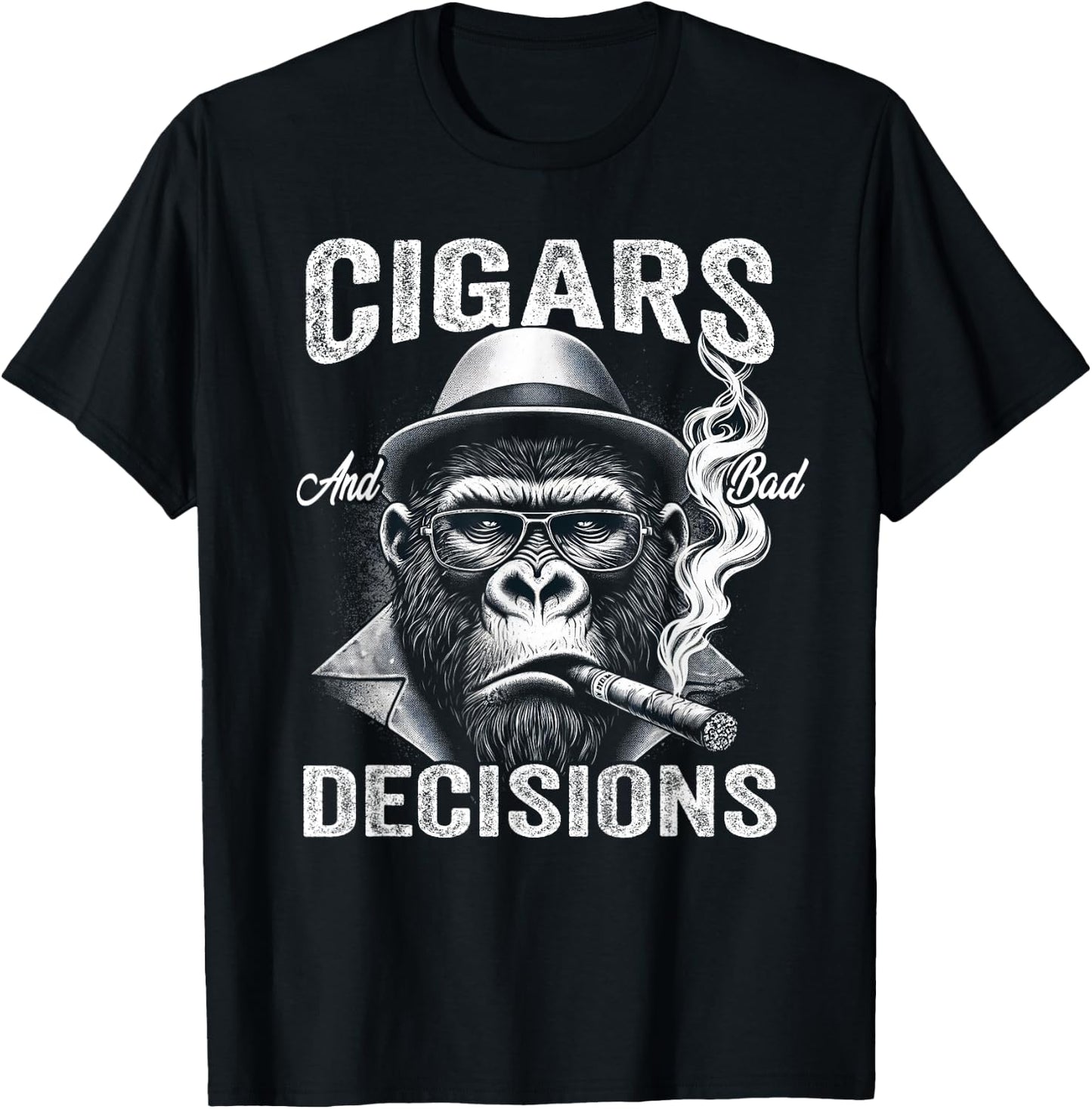 Funny Monkey Cigars And Bad Decisions Women T-Shirt - T-Shirt | Black