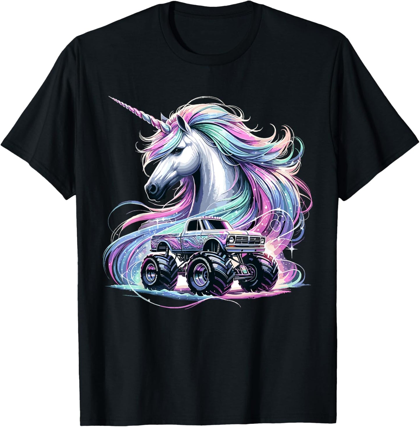 Monster Truck Unicorn Birthday Party Monster Truck T-Shirt - T-Shirt | Black