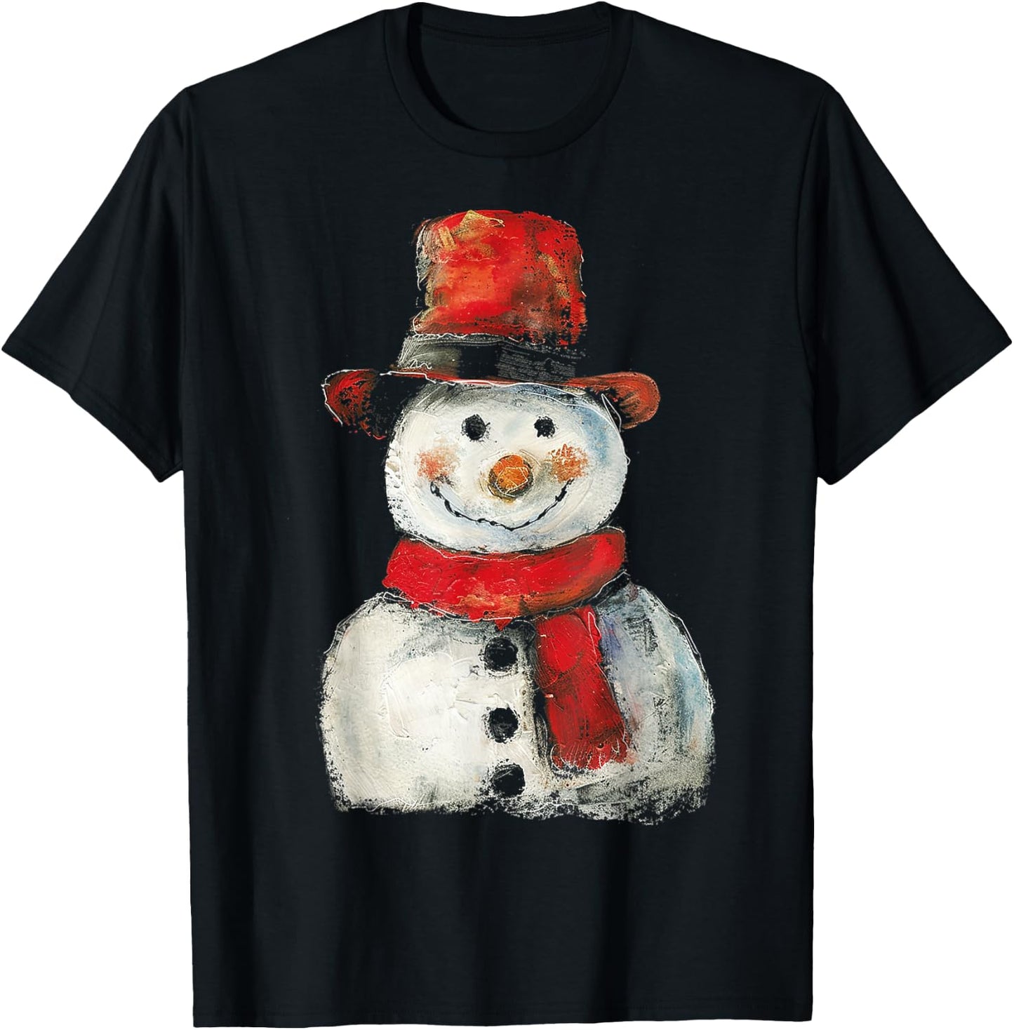 Snowman Christmas Graphic X-Mas Art Family Snowman T-Shirt - T-Shirt | Black