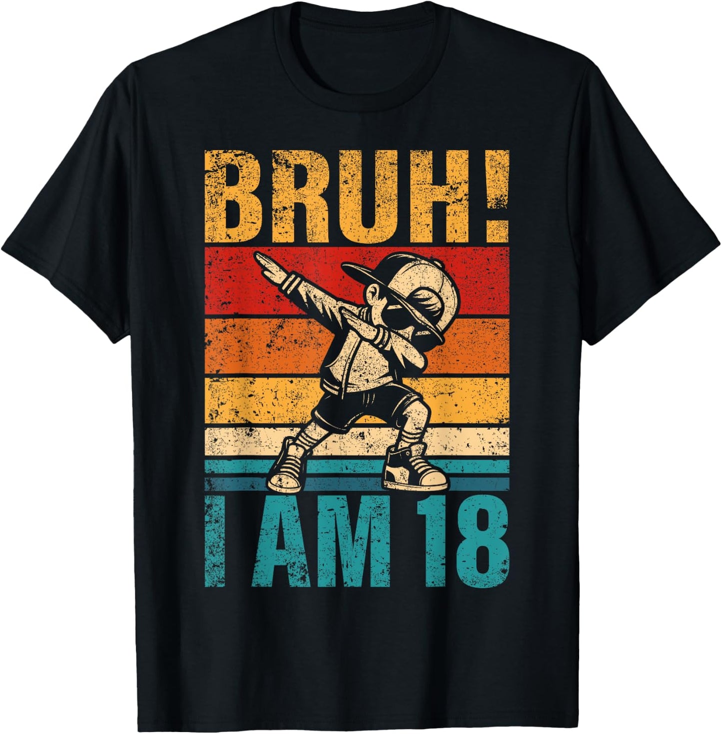 18 Year Old Birthday Dabbing Boy Bruh It's My 18th Birthday T-Shirt - T-Shirt | Black