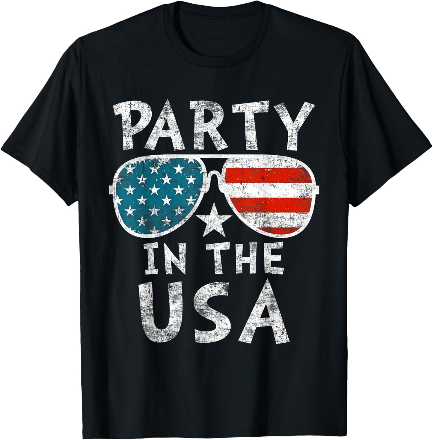 American Flag Party In USA 4th July Patriotic Kids Teen Girl T-Shirt - T-Shirt | Black