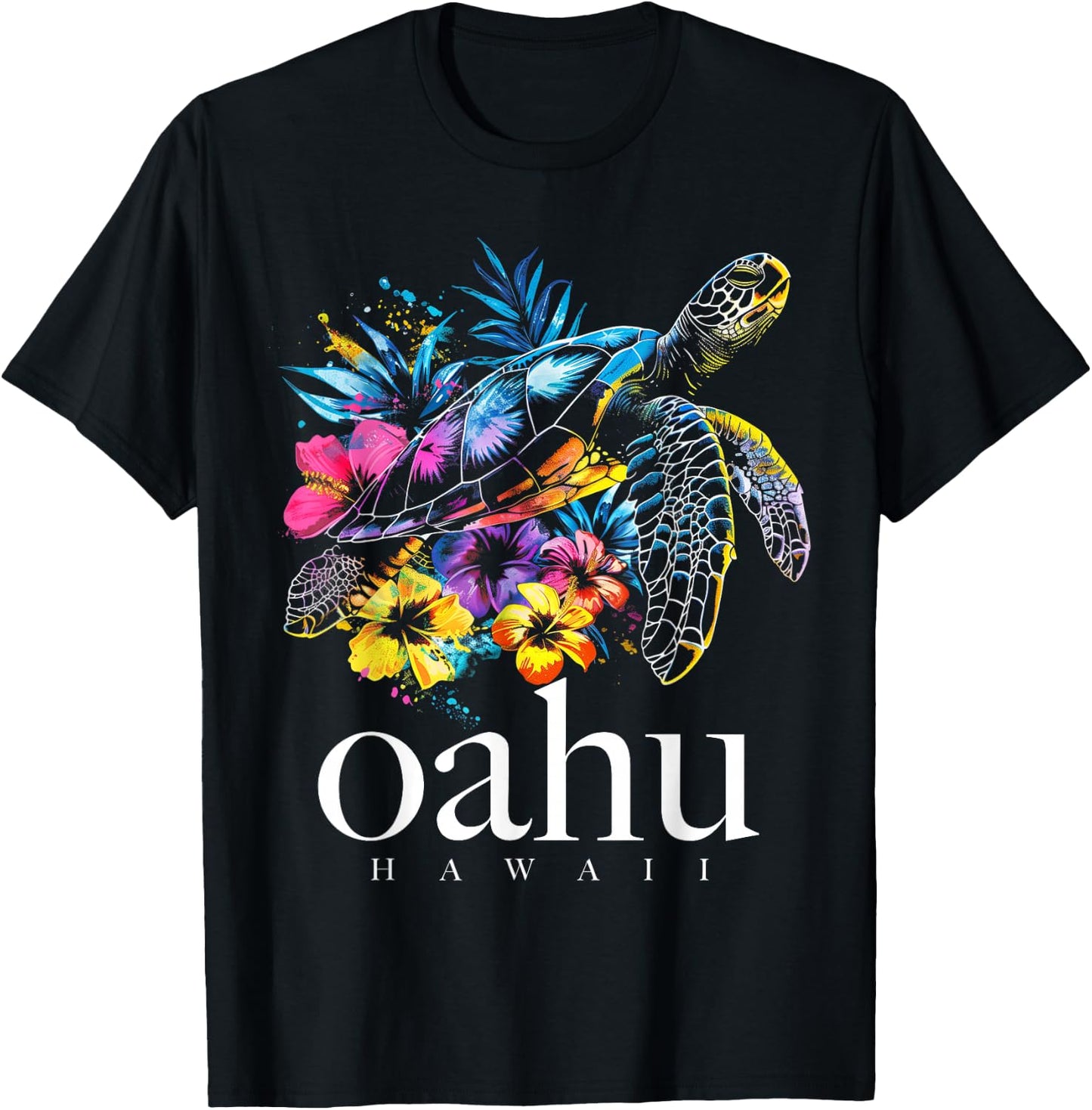 Oahu Hawaii Sea Turtle Hawaiian Surfer Souvenir T-Shirt - T-Shirt | Black
