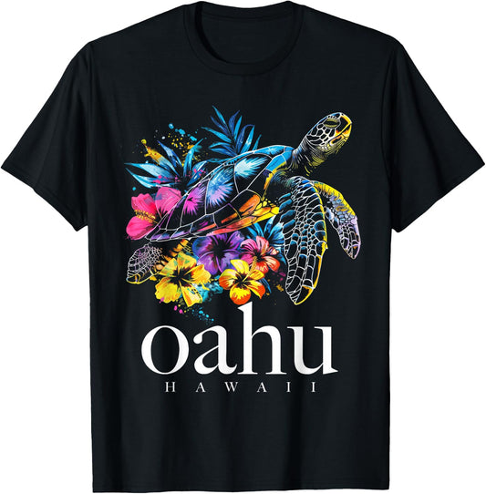 Oahu Hawaii Sea Turtle Hawaiian Surfer Souvenir T-Shirt - T-Shirt | Black