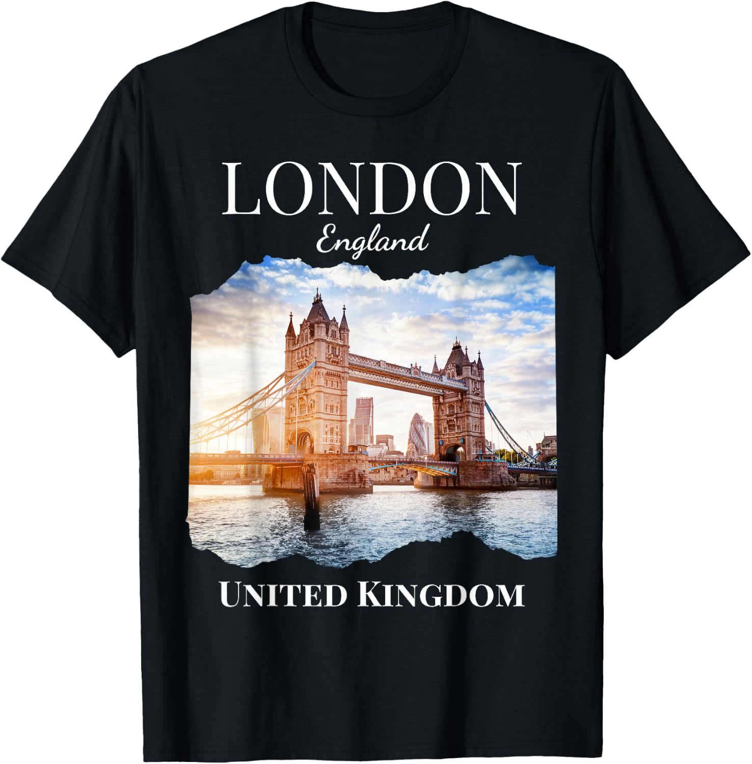 London England United Kingdom Souvenir Tower Bridge Vacation T-Shirt - T-Shirt | Black