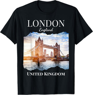 London England United Kingdom Souvenir Tower Bridge Vacation T-Shirt - T-Shirt | Black
