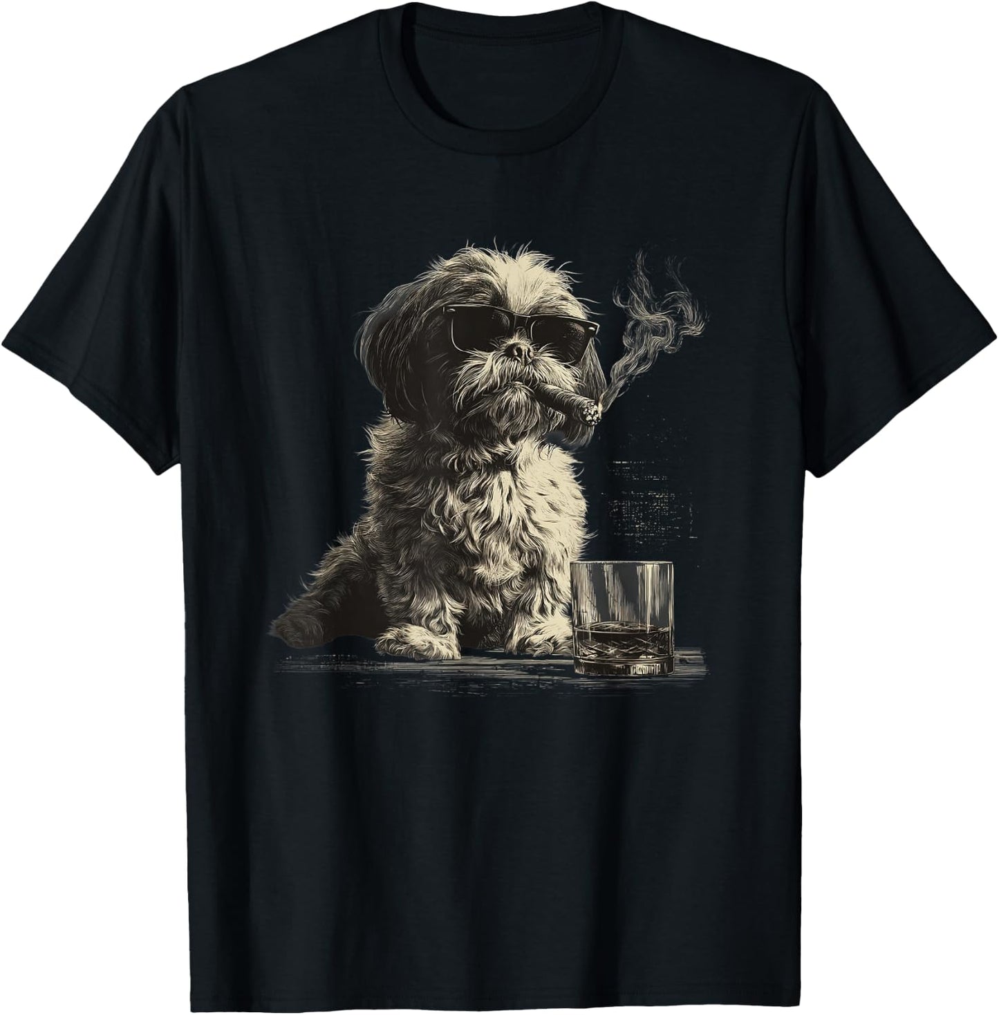 Shih Tzu Dad Dog Sunglasses Father's Day Family T-Shirt - T-Shirt | Black