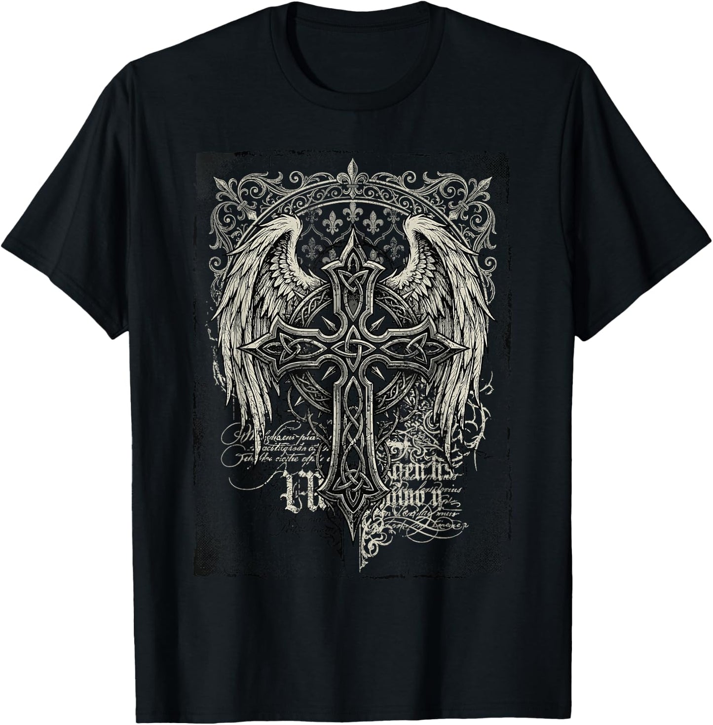 Y2K Grunge Cross Gothic Men Streetwear T-Shirt - T-Shirt | Black