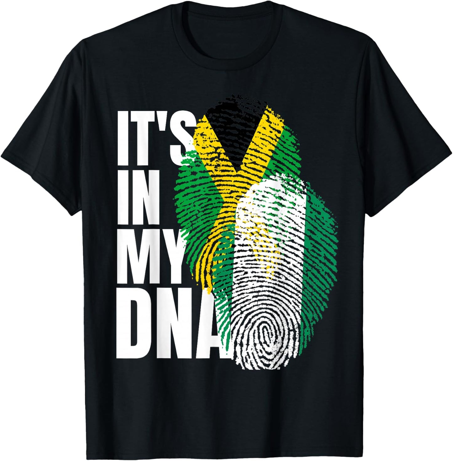 Jamaican And Nigerian Mix DNA Heritage Flag T-Shirt - T-Shirt | Black