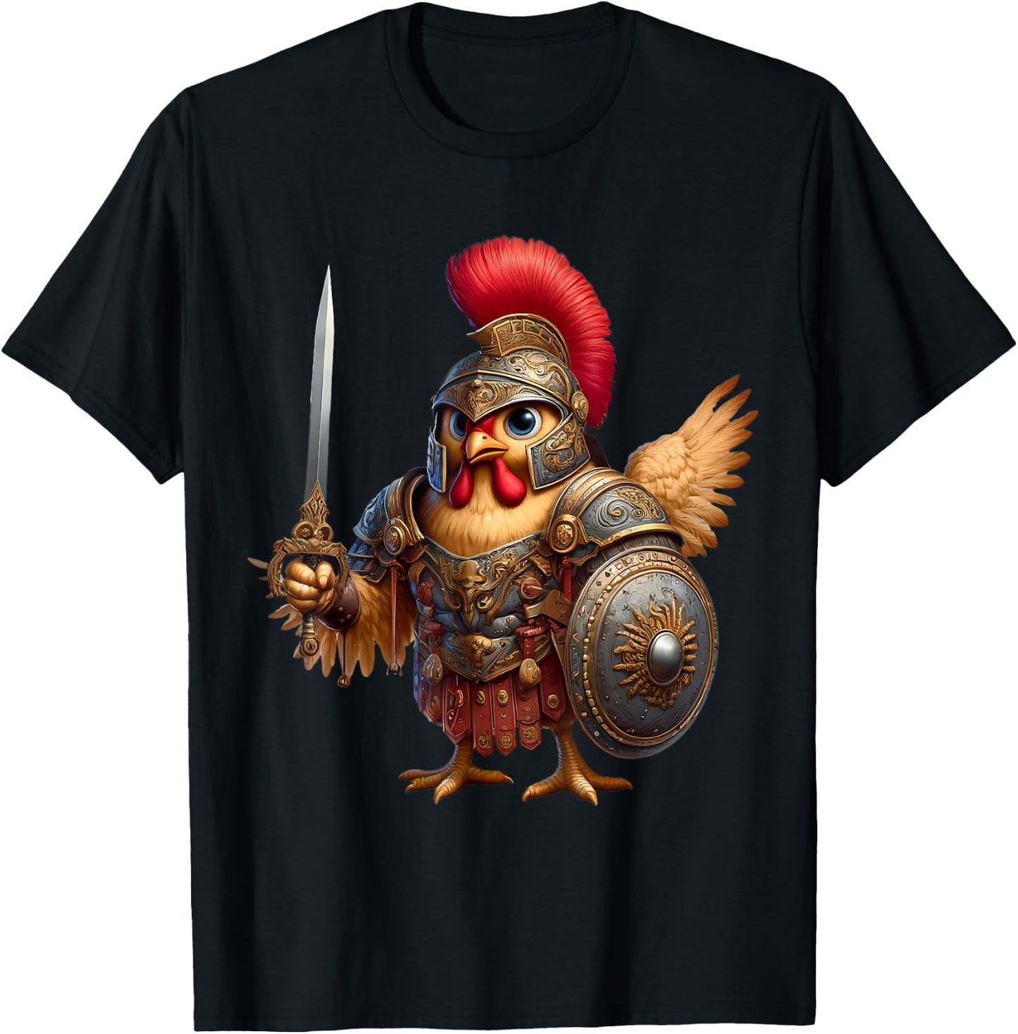 Chicken Gladiator Ancient Rome SPQR Men Women Kids T-Shirt - T-Shirt | Black