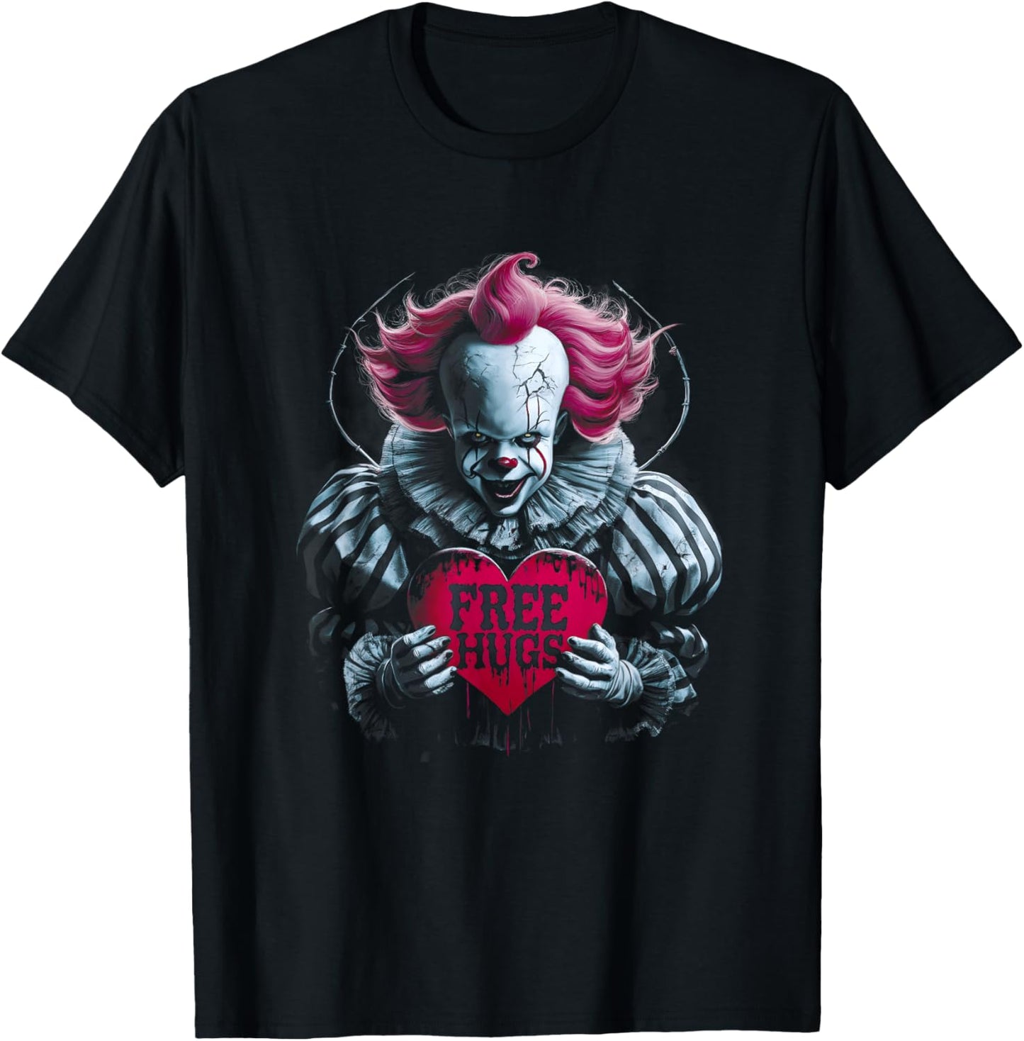 Free a Hugs Scary Clown Valentine Halloween Horror Character T-Shirt - T-Shirt | Black