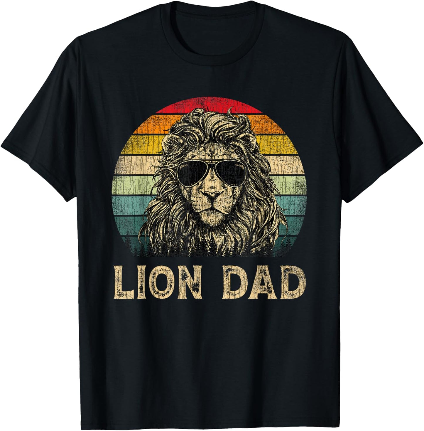 Vintage Lion Dad Lion Lovers Daddy Father's Day T-Shirt - T-Shirt | Black