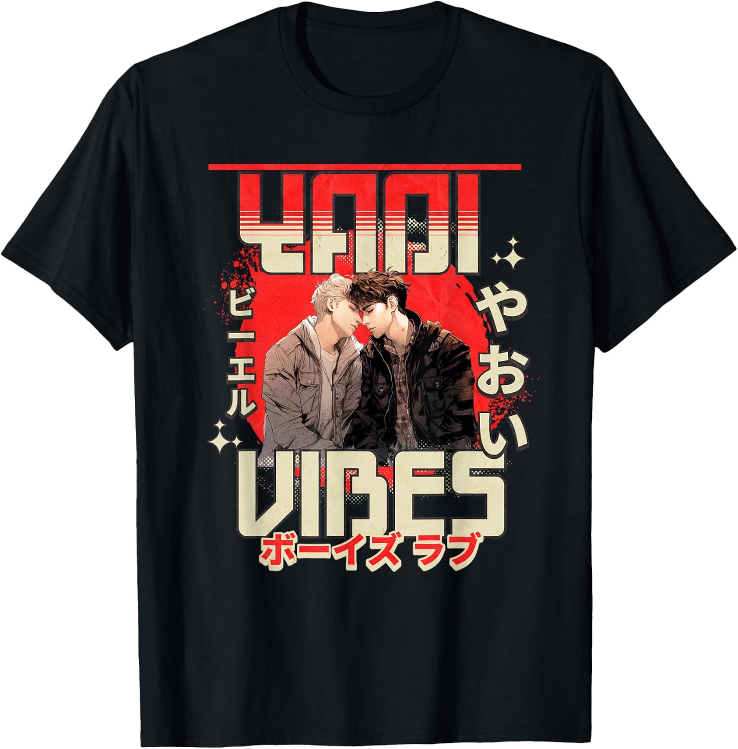 Yaoi Embrace - Japanese Boys Love Graphic T-Shirt - T-Shirt | Black