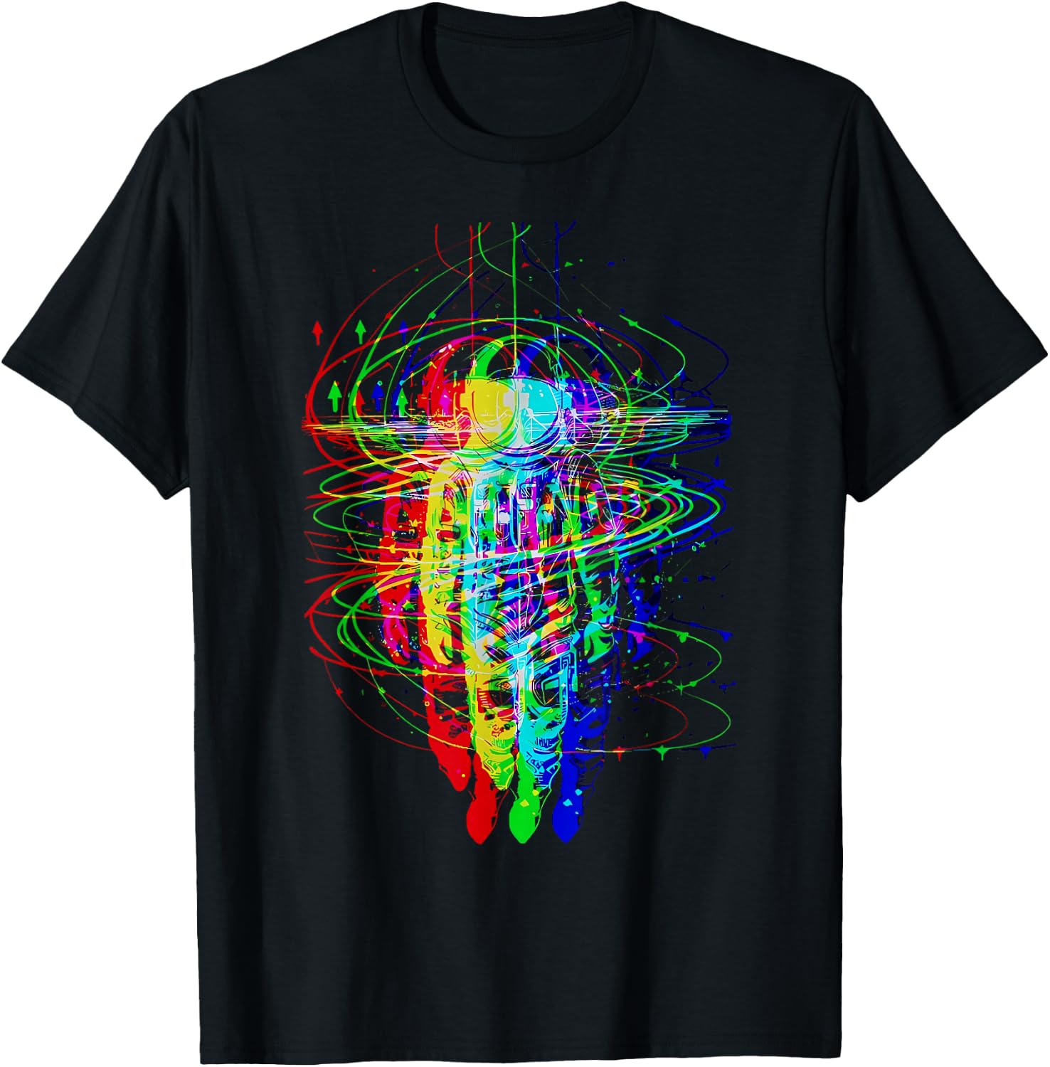 Psychedelic Spaceman Traveller Trippy Astronaut Outer Space T-Shirt - T-Shirt | Black