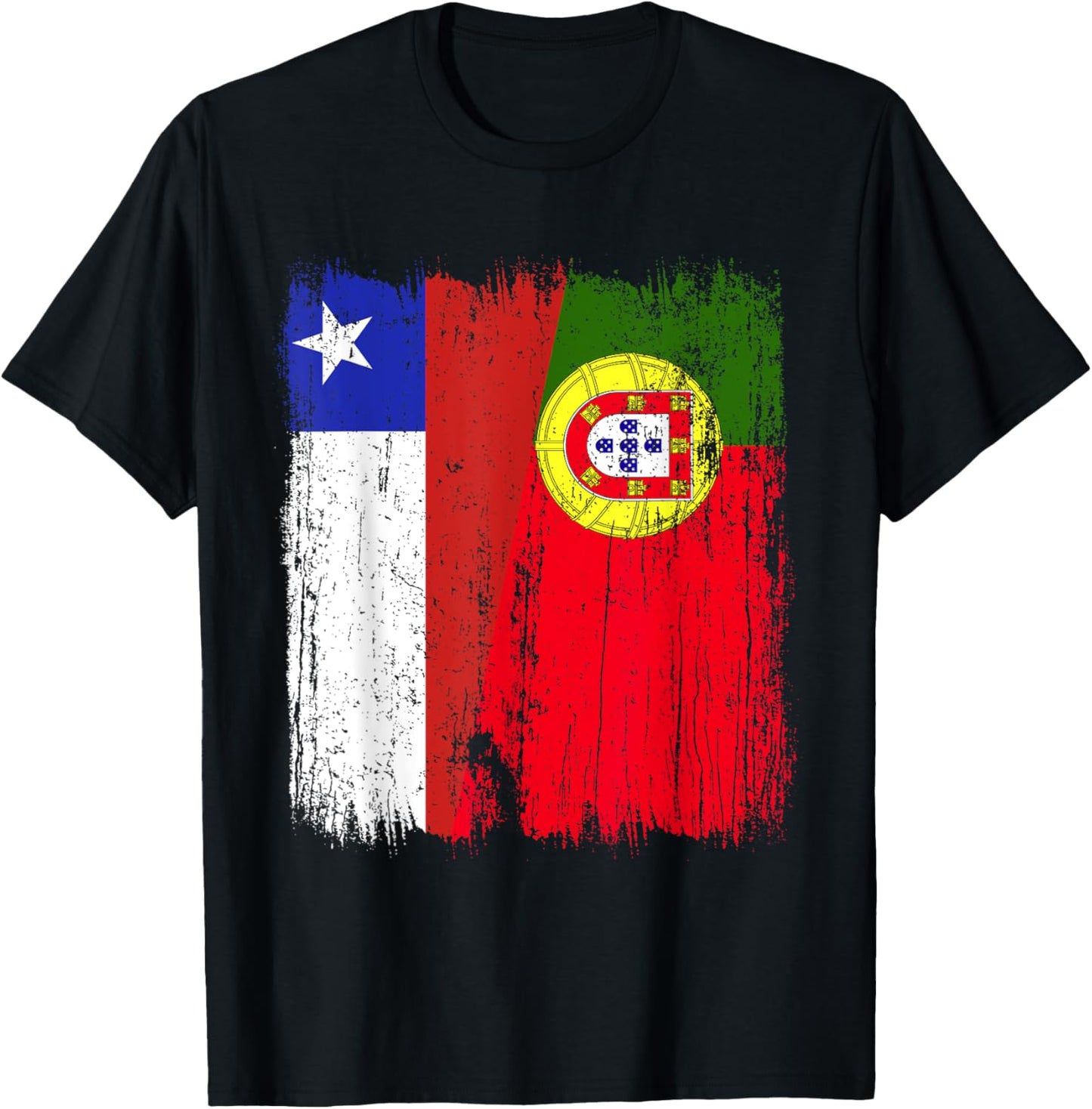 Chilean Portuguese Half Flag Chile Portugal Jersey T-Shirt - T-Shirt | Black