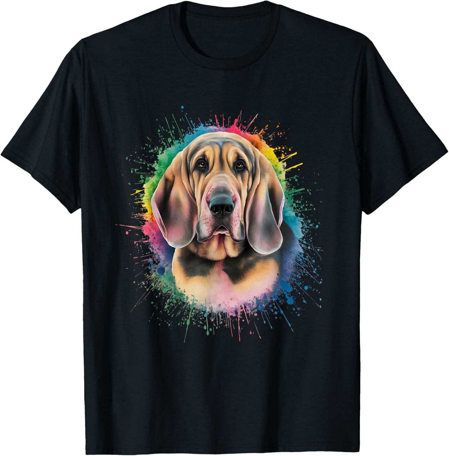 Men Woman Colorful Watercolor Bloodhound T-Shirt - T-Shirt | Black