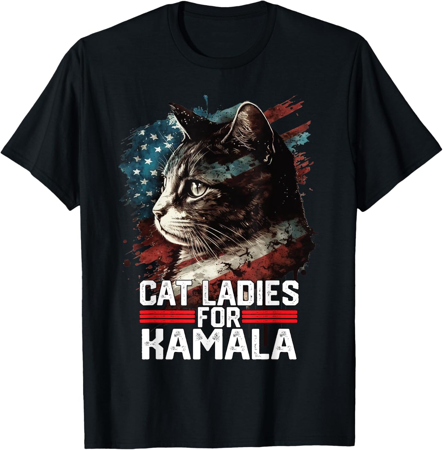 Cat Ladies for Kamala Harris Funny Cat T-Shirt - T-Shirt | Black