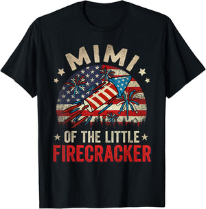 4th Of July Birthday Mimi Of The Little Firecracker Women Men T-Shirt - T-Shirt | Black