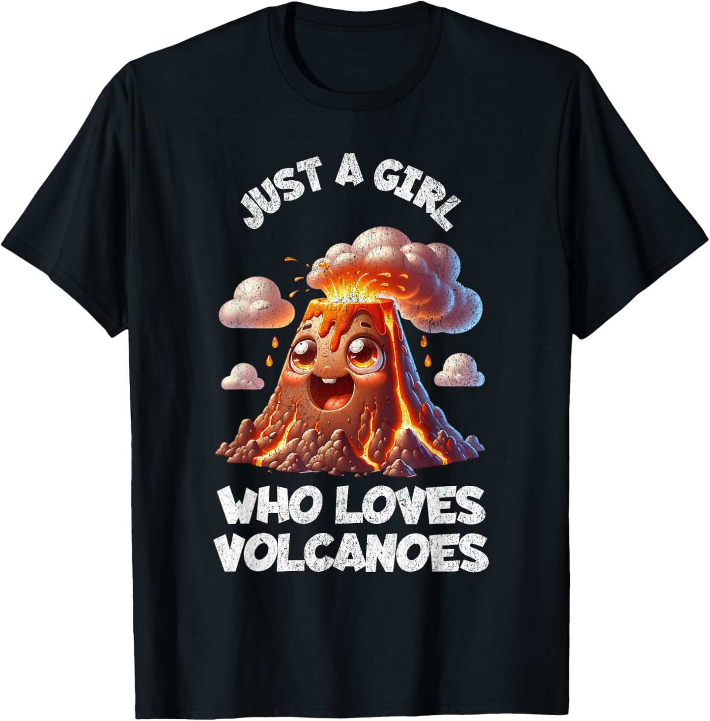 Funny Cute Volcano For Girls Sister Daughter Kids Who Love T-Shirt - T-Shirt | Black