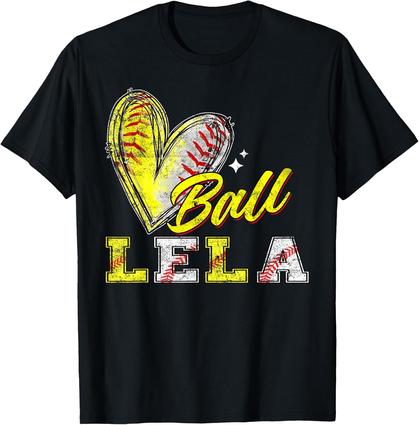 Funny Ball Lela Softball Baseball Lela T-Shirt - T-Shirt | Black